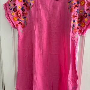 Embroidered Hot Pink Boho Dress